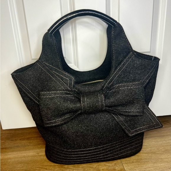 KATE SPADE Tate Handbag in Walker Charcoal Wool - Rare - EUC - Picture 11 of 11